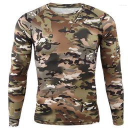 Men's T Shirts Long Sleeve Men Outdoor Tactical Military Camouflage T-shirt Quick Dry Camo Tshirt Hunting Hiking Camping Tee Shirt
