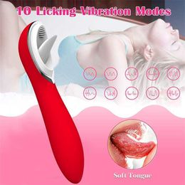 Sex toy massager Tongue Lick Vibrator Realistic Oral Licking Toys Female Masturbation Nipple Clit Stimulation Double Ends Use Products