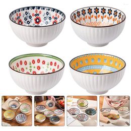 Bowls 4 Pcs Ceramic Rice Bowl Fruit Porcelain Set Soup Ceramics Kitchen Serving