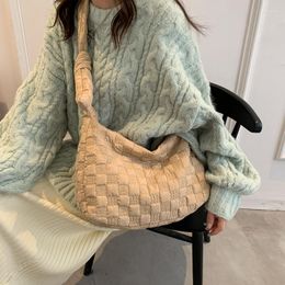 Evening Bags Design Shoulder Bag Women Casual Space Bale Down Feather Padded Messager Cotton Crossbody Plaid Winter Warm 2022