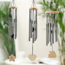 Decorative Figurines Resonant Metal Multi-tube Solid Wood Wind Chimes Hanging Living Bed Home Decor Gift Car Outdoor Yard Garden Deco