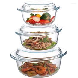 Bowls Tempered Glass Bowl With Lid Heat-resistant Soup Instant Noodle Microwave Oven Suitable For One Dual-use Salad