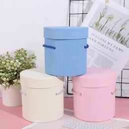 Gift Wrap 1Pc Round Flower Paper Boxes Hold The Bucket Packaging Box Party