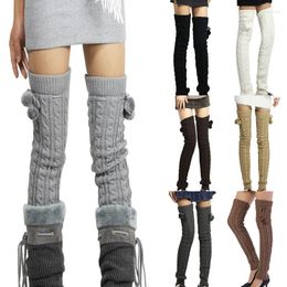 Women Socks 2PCS Autumn Winter Leg Warmer Heap Over Knee Knit Boot Cuffs Warmers Girl Knitted Foot Cover