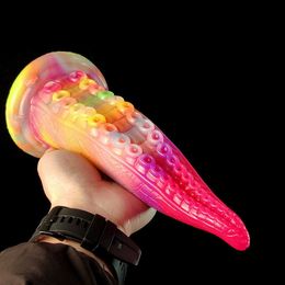 Beauty Items New 2022 Big octopus tentacle luminous realistic sucker dildo female penis backyard toy adult sexy lover surprise gift