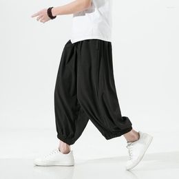 Men's Pants Solid Colour Ankle-Length Men Casual Harajuku Style Man Wide Leg Vintage Trousers Male Big Size Loose Streetwear