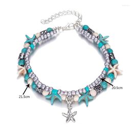 Anklets 13 Styles Stackable Dolphin Starfish Pendant Shell Beaded Ankle Chain Bohemian Leg Foot Metal Bracelet Jewellery Decoration