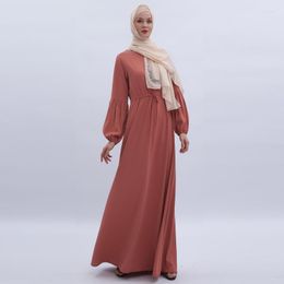 Ethnic Clothing Eid Mubarak Women's Dress Solid Colour Lantern Sleeve Ramadan Oman Robe Skirt Islamic Abaya Fashion Prayer Clothes