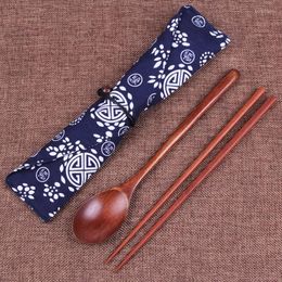 Dinnerware Sets Handmade Soup Rice Tableware Kit Japanese Style Wooden Spoon Chopsticks Set Cooking Mixing Stirring Kitchen