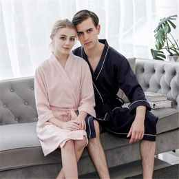 Women's Sleepwear Yukata Spring And Summer Waffle Bathrobe Couple Nightgown Female Pajamas El Beauty Salon Robe Home Service