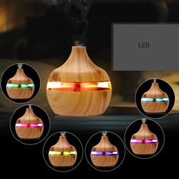 Wood Grain Humidifier Aromatherapy Essential Oil Diffuser bamboo Humidifiers Ultrasonic Cool Mist Diffusers with 7 LED color light