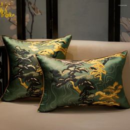 Pillow DUNXDECO Chinese Art Home Cover Couch Decorative Case Luxury Gold Black Green Vintage Tree Jacquard Sofa Coussin