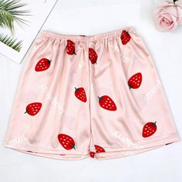 Women's Sleepwear Summer Women's Ice Silk Pyjama Pants Plus Size Elastic Waist Loose Comfort Shorts 2022 Cute Cartoon Home