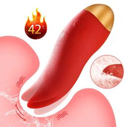 Sex toy massager 8 Speeds Realistic Tongue Licking Heating Vibrators for Women Nipples Clitoral Stimulation Toys Adult Female Masturbator