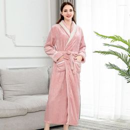 Women's Sleepwear Flannel Bath Robe Winter Warm Long Sleeve Macaron Colour Pyjamas Womens Ouc617