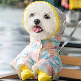 Dog Apparel Small And Medium-sized Puppy Raincoat For Dogs Overalls Plaid Reflective Strip Cat Pet Clothes