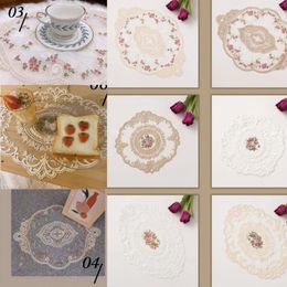 Table Mats Dining Embroidery Craft Placemat European Style Lace Fabric Insulation Plate Mat Anti-Scald Desktop Decoration