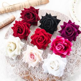 Decorative Flowers Artificial Heads For Wedding 7Cm 100Pcs Flannel Roses Diy Home Decoration Scrapbooking Wreath Bridal Accessories Corsage