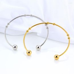 Bangle WIWI Fashion Girls Boys Gold Stainless Steel Beads For Women Men Jewellery Finding Cuff Bracelets Friendship Couple Gifts