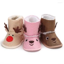 First Walkers 2022 Winter Snow Cotton Fabric Animal Baby Crib Shoes Cute Deerwarm Indoor Soft Sole Born Toddler