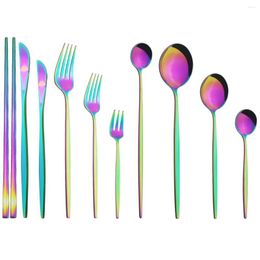 Flatware Sets High Quality Cutlery Set Knife Cake Fork Tea Spoon Chopsticks Dinnerware Stainless Steel Silverware Party Kitchen Tableware