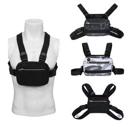 Tactical Vest Chest Rig Bag Packs Justerbar Radio Harness Holster Walkie Talkie Pouch Sports Outdoor Reflective Strip Oxford Clot240n