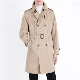 Men's Trench Coats British Style Brand Coat For Men 2022 Men's Spring And Sping Double Button Belt Long Jackets Plus Size