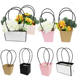 Gift Wrap 5pc Creative Bag Portable Flower Box Waterproof Kraft Paper Handbag For Wedding Party Decor Baby Shower Favours Candy Boxes