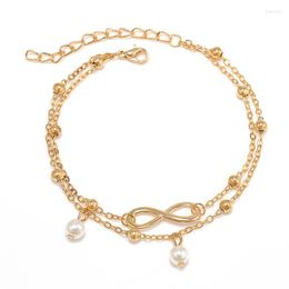 Anklets Double Chain Bracelet Ankle Anklet Barefoot Sandal Beach Foot Jewelry 1PC Women 100Pcs