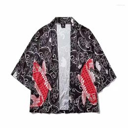 Ethnic Clothing Kimono Mens Chinese Half Sleeve Shirt Couple Yukata Wear Loose Thin Blouse Top Robe Costume Summer Oversize Coat Home