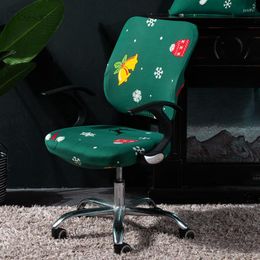 Chair Covers 4pcs Christmas Office Cover Dining Seat Elk Print Removable Furniture Anti-Dust Spandex Slipcover