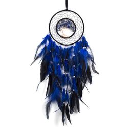 Vintage Tree Dream Catcher Decorative Objects Single Ring Feather Hanging Ornaments Home Decor Wall Braided 122102