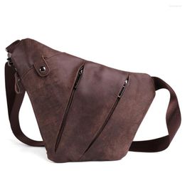 Waist Bags Men Genuine Leather Chest For Pack Short Trip Shoulder Single Fashion Crossbody Bolsa