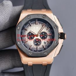 6 Colors Fashion Wristwatches 43 mm 26420 18k Rose Gold Automatic Mechanical Transparent Rubber Bands Strap Mens Watch Watches211F