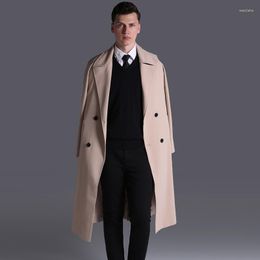 Men's Trench Coats Men's Double Breasted Long Coat Men 2022 Fashion Belt Cloak Windbreaker Male Plus Size Outerwear 9201 S-6xl