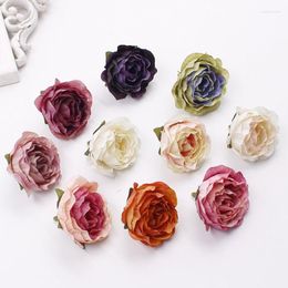 Decorative Flowers Wedding Decoration 10PCS DIY Handmade Garland Material Vintage Oil Painting Small Tea Rose Forest Hand-made Accessories