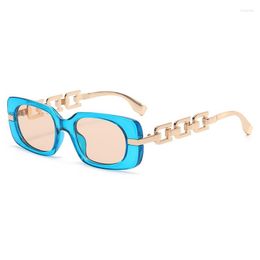 Sunglasses Retro Square Chain Metal Leg Women Trend Ins Female Shades UV400 Rectangle