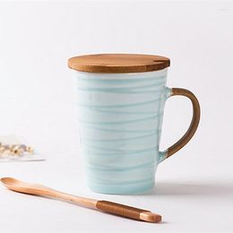 Mugs Lake Blue White Broken Lines Modern Simple Ceramic Coffee Cup Porcelain Tea Milk Mug Decoration Kitchen Accessories 2022