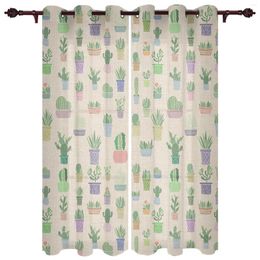 Curtain Plant Cactus Succulents Window Curtains For Living Room Kitchen Valances Fashion Bedroom