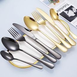 Dinnerware Sets 4PCS Cutlery Set Spoon Fork Knife 304 Stainless Steel Steak Coffee Dessert Lunch Tableware Kit Kitchen Accessories