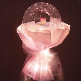 Decorative Flowers LED Luminous Clear Balloon Eternal Flower Rose Bouquet Kit DIY Gift Set For Birthday Christmas Wedding Anniversary