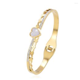 Bangle 2022 Diamond With Heart In Middle Gold Bracelet For Women Luxury Woman Jewellery Adjustable Fashion