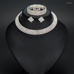 Necklace Earrings Set Fashion Rings Bracelet Crystal For Women Girl Wedding Bridal Selling