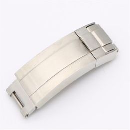 CARLYWET 9mm x 9mm Watch Band Buckle Glide Flip Lock Deployment Clasp Silver Brushed 316L Solid Metal Stainless Steel1258x