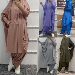 Ethnic Clothing Ramadan Eid Prayer Garment Dress Women Muslim Pant Set Long Khimar Jilbab Hijab Abayas Islam Niqab Burka Djellaba