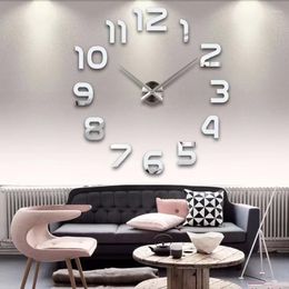 Wall Clocks 3D Digital Clock Quartz Watch DIY Mirror Stickers European Horloge Living Room Bedroom Home Decor