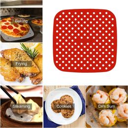 Air Fryer Lined With Silicone Pad Kitchen Accessories Food Steamer Liner Can Be Reused To Prevent Sticking Air Frying Pans Tool LX5235