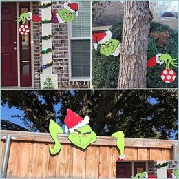 Christmas Decorations Christmas Tree Peeker Scpture Thief Hand Cut Out S Max Garden Decorations Outdoor Ornament Wall Stickers H1020 Dhdbs