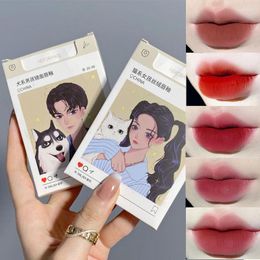 Lip Gloss 5PCS/set Glaze Set Painting Series Cigarette Case Non-stick Cup Lipstick Gift Matte Mud Makeup Beauty Cosmetic