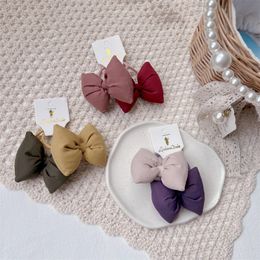 Autumn New Fashion Sweet Girl Ponytail Hair Accessories Korean Children's Simple Fabric Cotton Filled Bow Rubber Band Hair Rope